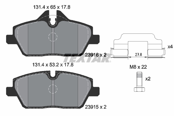 TEXTAR 2391601 Bremsbelagsatz, Scheibenbremse
