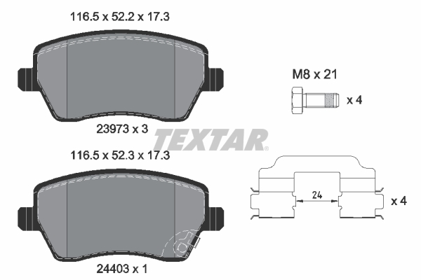 TEXTAR 2397302 Q+ Bremsbelagsatz, Scheibenbremse