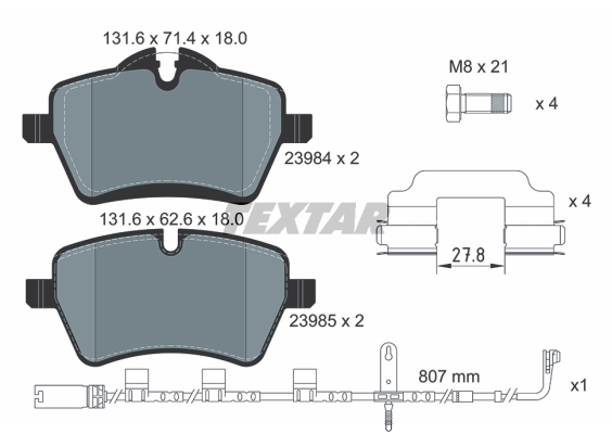 TEXTAR 2398407 Q+ Bremsbelagsatz, Scheibenbremse