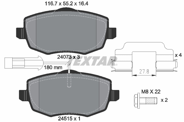 TEXTAR 2407304 Q+ Bremsbelagsatz, Scheibenbremse