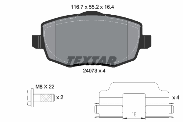 TEXTAR 2407302 Q+ Bremsbelagsatz, Scheibenbremse