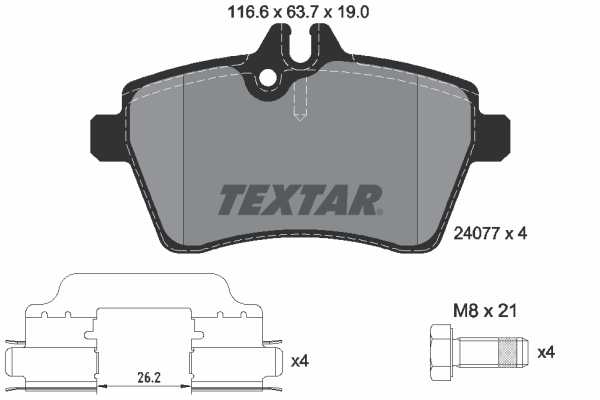 TEXTAR 2407702 Q+ Bremsbelagsatz, Scheibenbremse