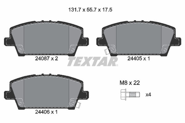 TEXTAR 2408701 Q+ Bremsbelagsatz, Scheibenbremse