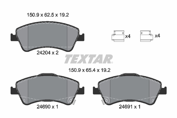 TEXTAR 2420401 Bremsbelagsatz, Scheibenbremse