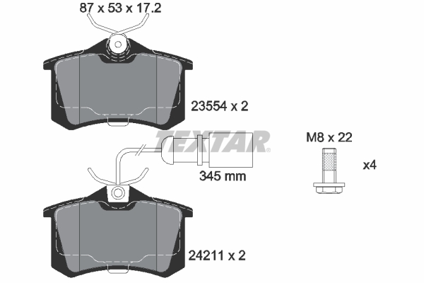 TEXTAR 2421101 Bremsbelagsatz, Scheibenbremse