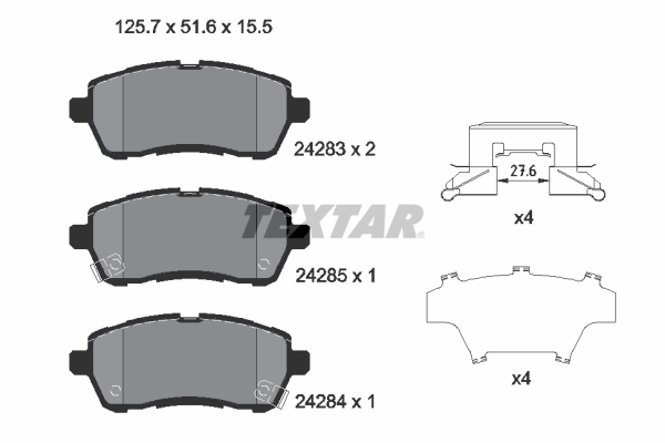 TEXTAR 2428303 Bremsbelagsatz, Scheibenbremse