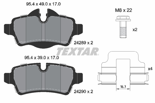 TEXTAR 2428901 Q+ Bremsbelagsatz, Scheibenbremse