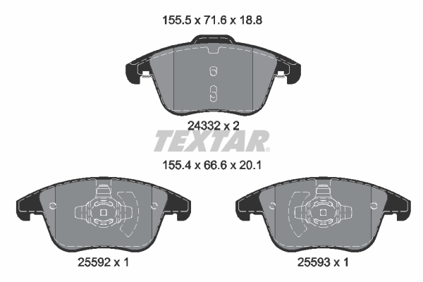 TEXTAR 2433205 Q+ Bremsbelagsatz, Scheibenbremse