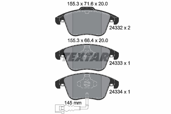 TEXTAR 2433301 Q+ Bremsbelagsatz, Scheibenbremse