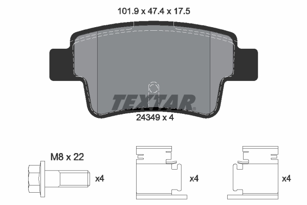 TEXTAR 2434901 Q+ Bremsbelagsatz, Scheibenbremse