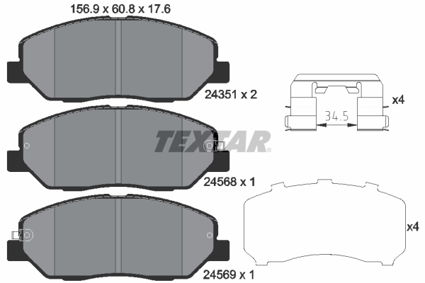 TEXTAR 2435101 Bremsbelagsatz, Scheibenbremse