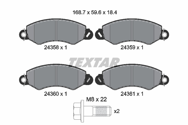 TEXTAR 2435801 Q+ Bremsbelagsatz, Scheibenbremse