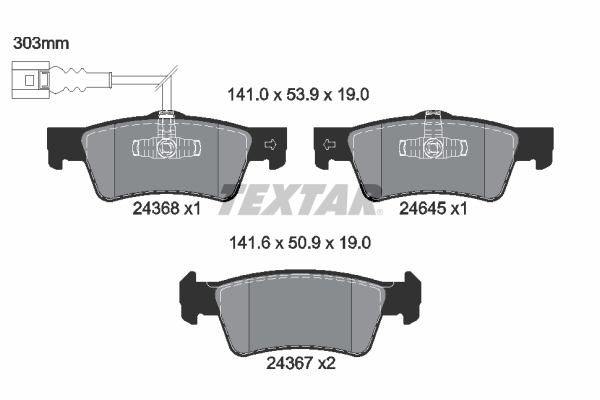 TEXTAR 2436801 Q+ Bremsbelagsatz, Scheibenbremse