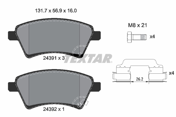 TEXTAR 2439101 Q+ Bremsbelagsatz, Scheibenbremse
