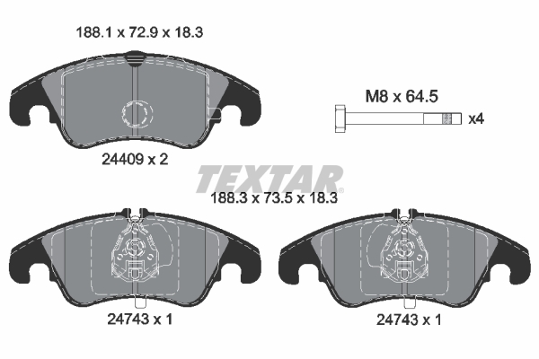 TEXTAR 2440901 Bremsbelagsatz, Scheibenbremse
