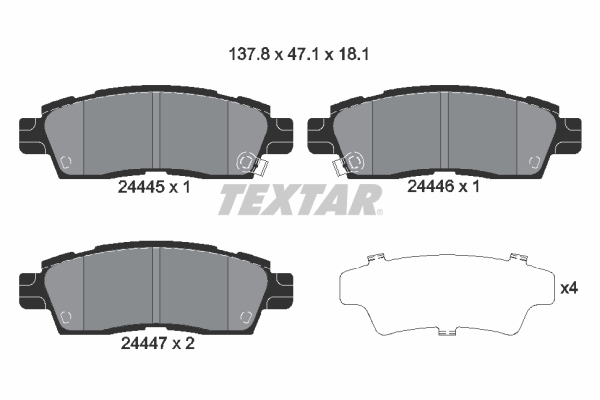 TEXTAR 2444501 Bremsbelagsatz, Scheibenbremse
