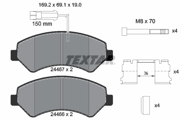 TEXTAR 2446701 Q+ Bremsbelagsatz, Scheibenbremse