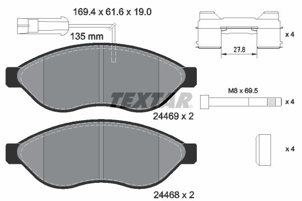 TEXTAR 2446901 Q+ Bremsbelagsatz, Scheibenbremse