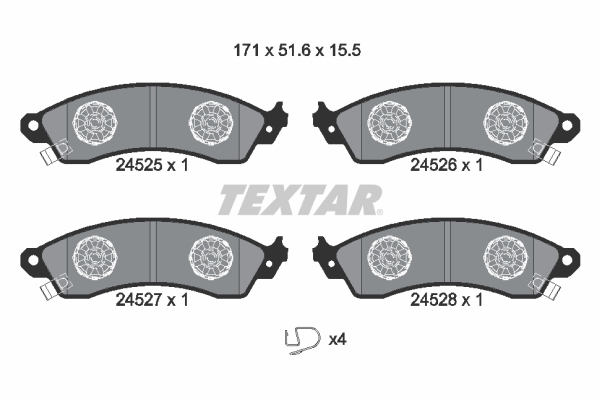 TEXTAR 2452501 Bremsbelagsatz, Scheibenbremse