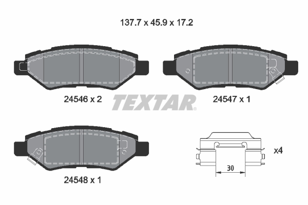 TEXTAR 2454601 Bremsbelagsatz, Scheibenbremse