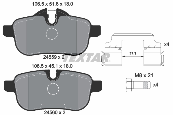 TEXTAR 2455902 Bremsbelagsatz, Scheibenbremse