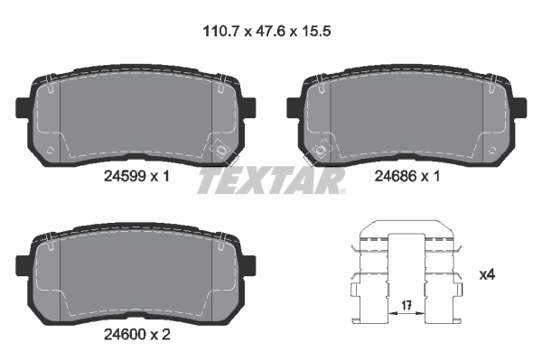 TEXTAR 2459901 Q+ Bremsbelagsatz, Scheibenbremse