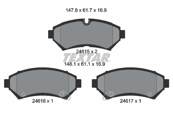 TEXTAR 2461501 Bremsbelagsatz, Scheibenbremse