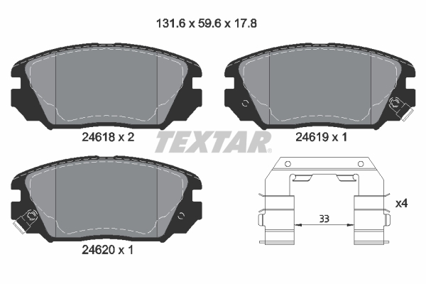 TEXTAR 2461801 Q+ Bremsbelagsatz, Scheibenbremse