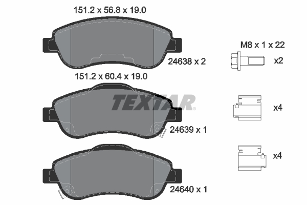 TEXTAR 2463801 Q+ Bremsbelagsatz, Scheibenbremse