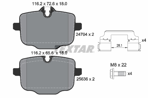 TEXTAR 2470401 Q+ Bremsbelagsatz, Scheibenbremse