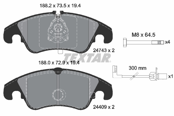 TEXTAR 2474381 epad Bremsbelagsatz, Scheibenbremse