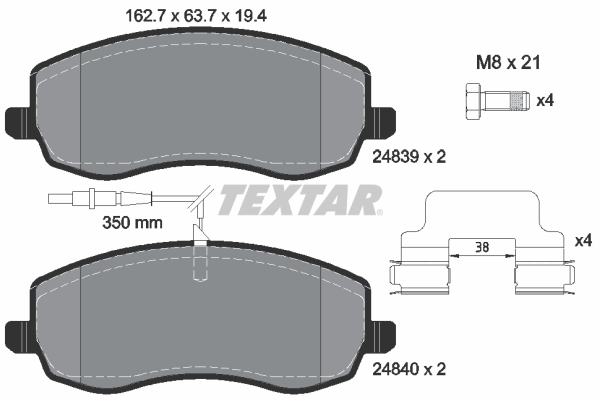 TEXTAR 2483901 Q+ Bremsbelagsatz, Scheibenbremse