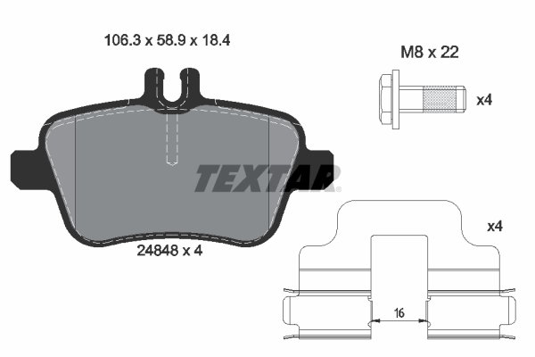 TEXTAR 2484803 Q+ Bremsbelagsatz, Scheibenbremse