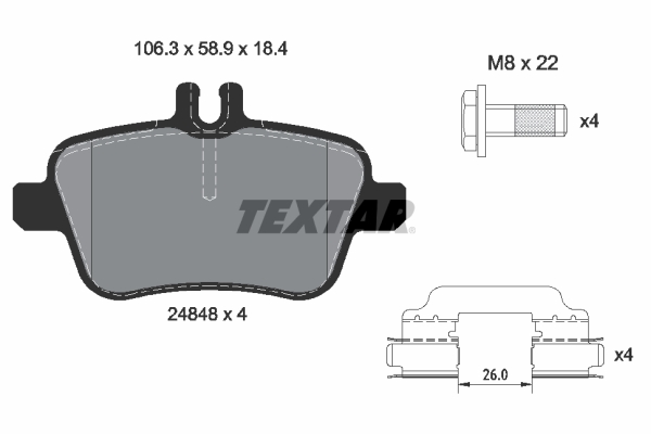 TEXTAR 2484805 Q+ Bremsbelagsatz, Scheibenbremse