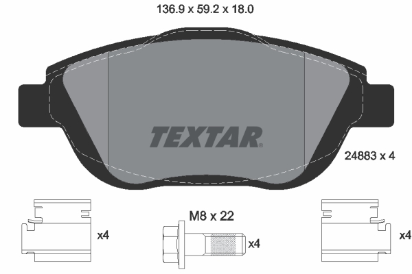 TEXTAR 2488301 Q+ Bremsbelagsatz, Scheibenbremse
