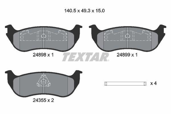TEXTAR 2489803 Bremsbelagsatz, Scheibenbremse