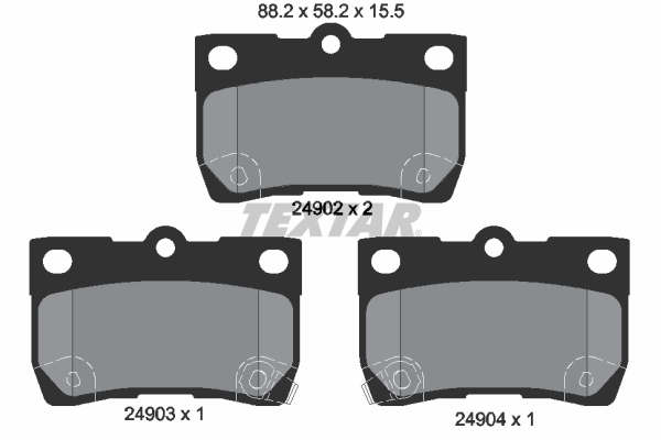TEXTAR 2490201 Bremsbelagsatz, Scheibenbremse