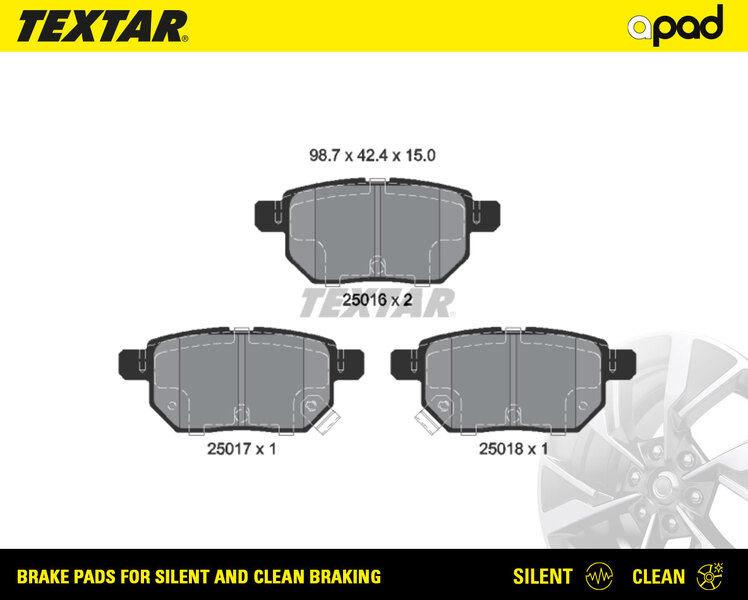 TEXTAR 2501601SC apad Bremsbelagsatz, Scheibenbremse