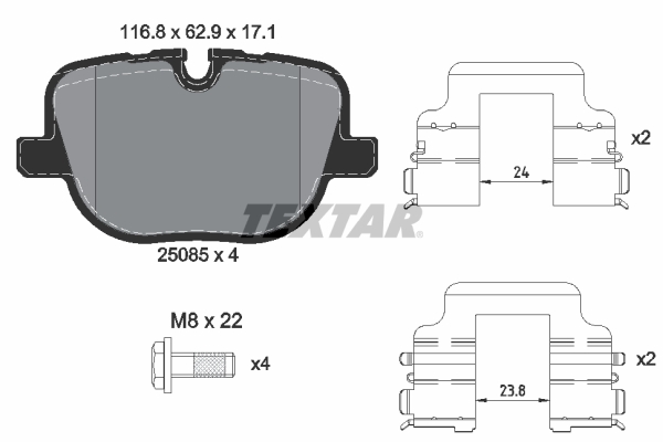 TEXTAR 2508501 Q+ Bremsbelagsatz, Scheibenbremse