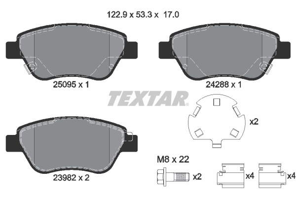 TEXTAR 2509501 Q+ Bremsbelagsatz, Scheibenbremse