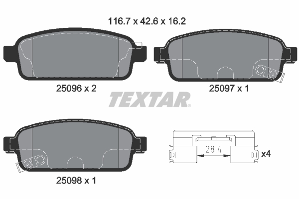 TEXTAR 2509606 Q+ Bremsbelagsatz, Scheibenbremse