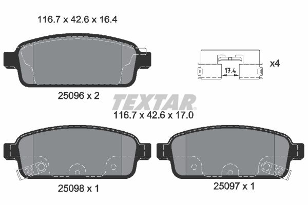 TEXTAR 2509681 epad Bremsbelagsatz, Scheibenbremse