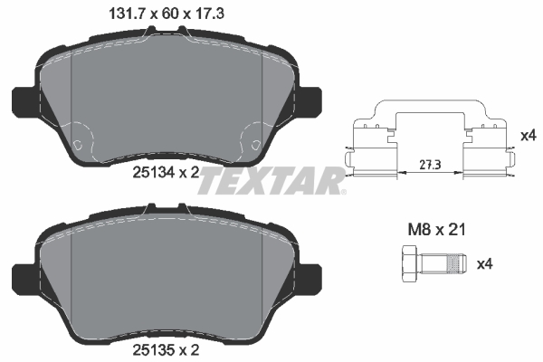 TEXTAR 2513402 Q+ Bremsbelagsatz, Scheibenbremse