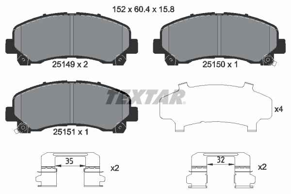 TEXTAR 2514901 Bremsbelagsatz, Scheibenbremse