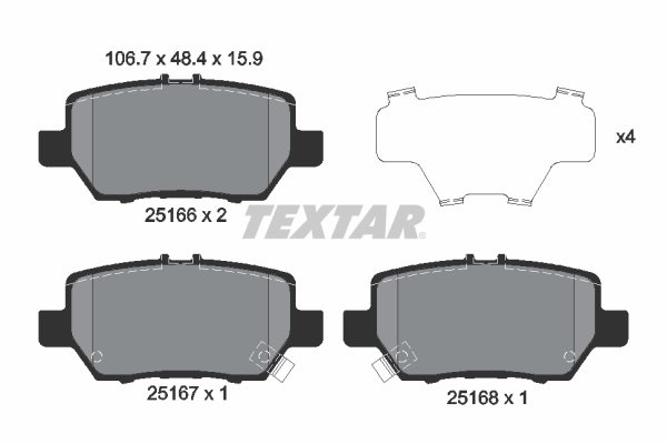 TEXTAR 2516601 Bremsbelagsatz, Scheibenbremse