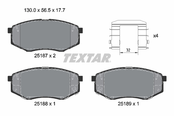TEXTAR 2518701 Q+ Bremsbelagsatz, Scheibenbremse