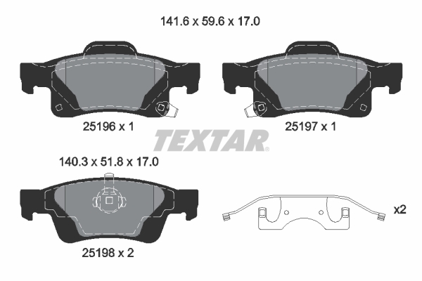 TEXTAR 2519603 Q+ Bremsbelagsatz, Scheibenbremse