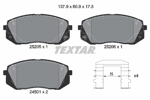 TEXTAR 2520501 Q+ Bremsbelagsatz, Scheibenbremse