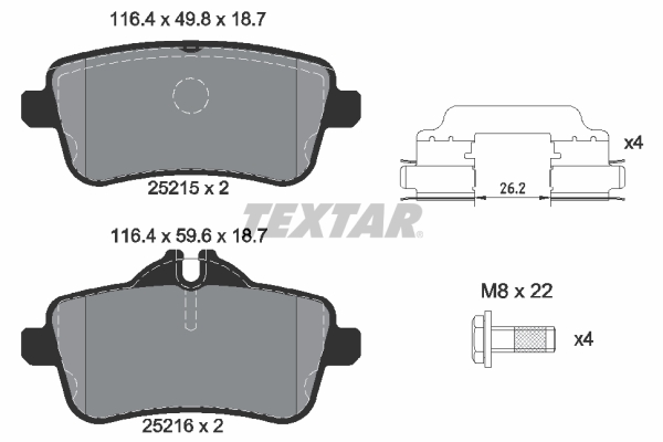 TEXTAR 2521501 Q+ Bremsbelagsatz, Scheibenbremse
