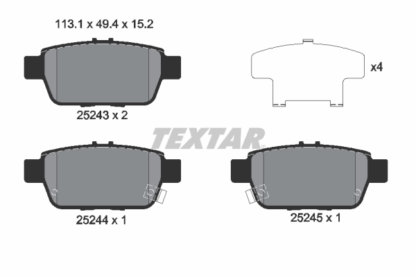 TEXTAR 2524301 Bremsbelagsatz, Scheibenbremse
